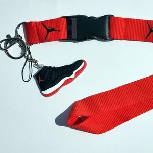 Jordan 11 Playoff Shoe Keychain w/ Lanyard